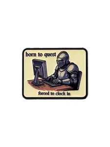 "Born to quest,forced to clock in" Fashion Cartoon Pin, Simple English Design, Unisex Casual Badge, Multifunctional Accessory, All Seasons Wear, Metal Pin