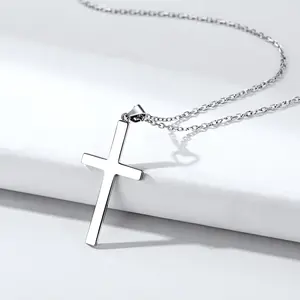 ChicSilver Stackable Dainty Daily Minimalist Simple Casual High Polished Unisex Latin Cross Pendant 925 Sterling Silver Necklace for Women Men