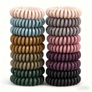 Hair Ties, 18 Count - Vintage matte color Spiral Hair Ties, No Crease, Suitable For Women Girl  With Thick Or Thinning Hair