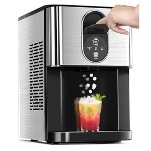 Kismile Nugget Ice Maker Countertop, 44lbs/24H Soft Chewable Pellet Ice Maker Machine Dispenser with Water Reservoir, Self-Cleaning, Pebble Ice Machine for Home Kitchen, Office, Silver Stainless - Icemachine