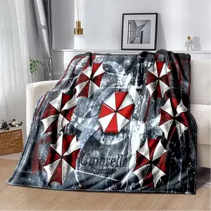 Game Resident Evil Flannel Blanket Soft Plush Gamer Leon Ada Red Umbrella Throw Blankets Perfect For Dorm Office Camping