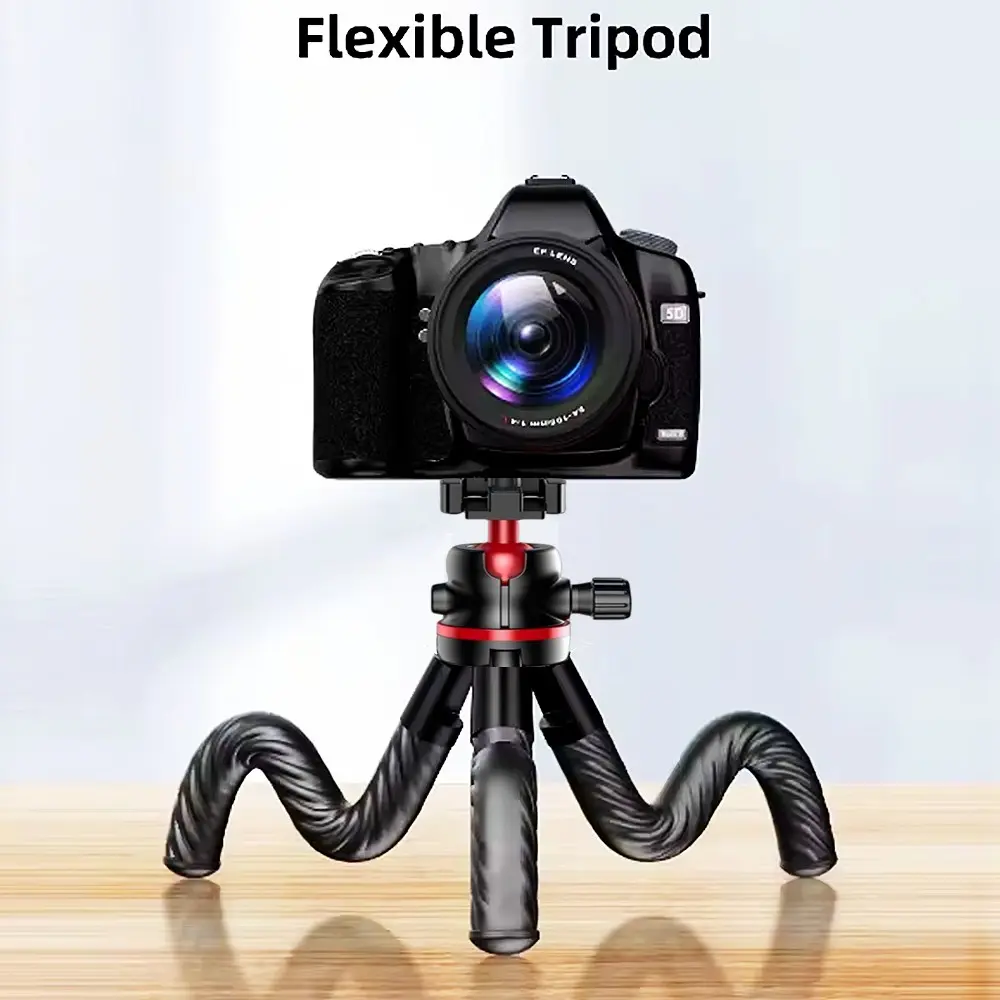 2-In-1 Flexible Octopus Camera Tripod, Portable Phone Stand with Side Cold Shoe, 1/4'' Screw Hole for Smartphones & Dslrs