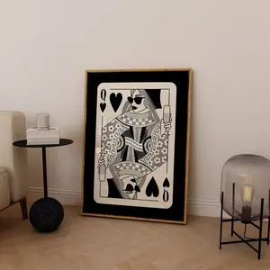 queen of hearts bar cart prints apartment decor, 70s style posters aesthetic room decor, lucky you print retro champagne wall art dorm decor, Poster No Frame
