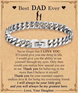 Dad Son Grandson Uncle Nephew Brother Husband Boyfriend Gifts for Men Boys, Cuban Chain Link Bracelet Gifts Graduation Back to School Birthday Christmas Anniversary Valentines Day Gifts for Him Men Teen Boys