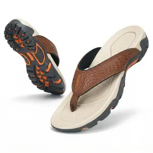 Flip Flops Men Shock Absorption Thick Sole Breathable Casual Slippers Non-slip Beach Sandals For Indoor Outdoor Black/Brown