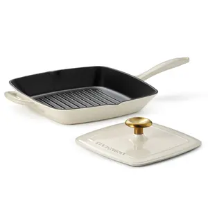 Bestow 11 Inch Enameled Cast-Iron  Grill Pan with Press