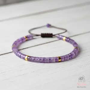 Sofia Natural Amethyst Crystal Stone Dainty Bracelet Purple Amethyst Bracelet Minimalist Style for Daily Use Handmade Gift for Mother, gift for him, gift for her