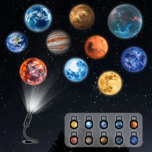 USB planetary projector light, projects 10 planets, photo background decorative light, 360° rotatable ambient light, living room/bedroom night light, featuring Venus, Jupiter, Mercury, Neptune, Moon, Earth, Mars, and Saturn. A suitable holiday gift.