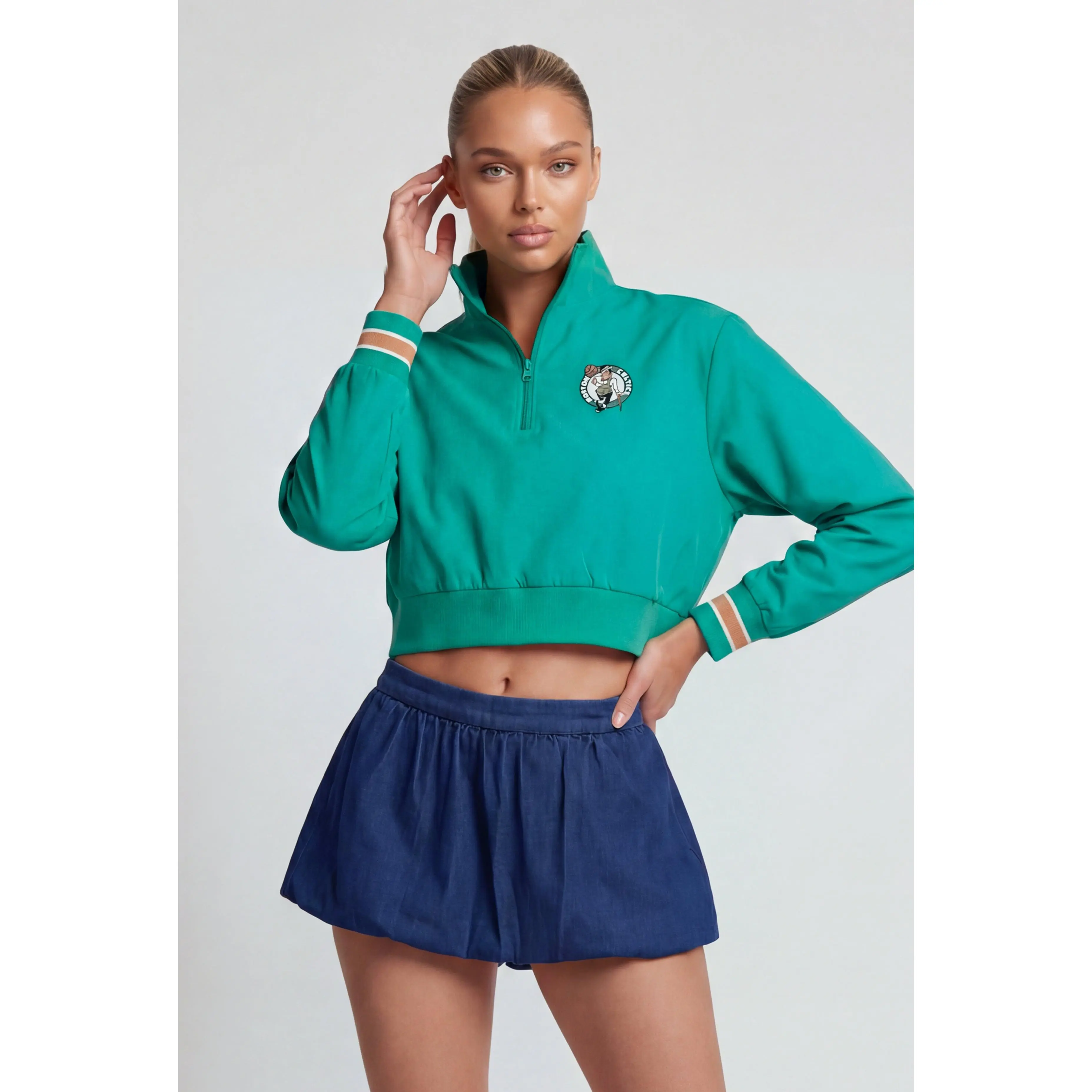Celtics Crop Windbreaker Jacket