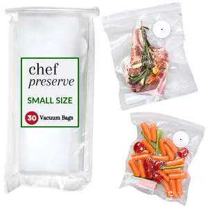 Chef Preserve Reusable Vacuum Sealer Bags for Food - 30 BPA-Free Food Storage Bags, Freezer, Microwave - Odor-Resistant, Leak-Proof - Compatible with Chef Preserve Vacuum Sealers