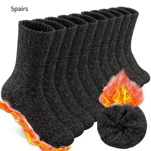5 pairs of men's thermal socks - for extreme cold weather -40°C/-40°F, heavy-duty blend winter socks with elastic opening for easy on and off.
