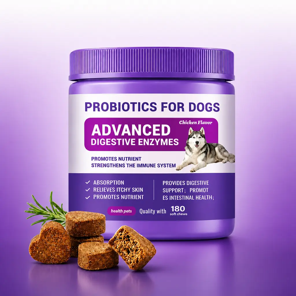 180ct Probiotics for Dogs – Probiotic and Prebiotic Soft Chews for Digestion, Gut Balance, Stool Quality & Immune Support, 4-Strain Blend with FOS, GOS & Organic Inulin, Chicken Flavor
