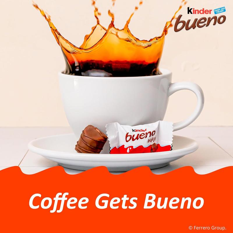 NEW - Kinder Bueno Mini Milk Chocolate Bars with Hazelnut Filling, Chocolate Candy Bars for Game Day, Football Party Supplies, Snacks for Adults, 5.7 oz