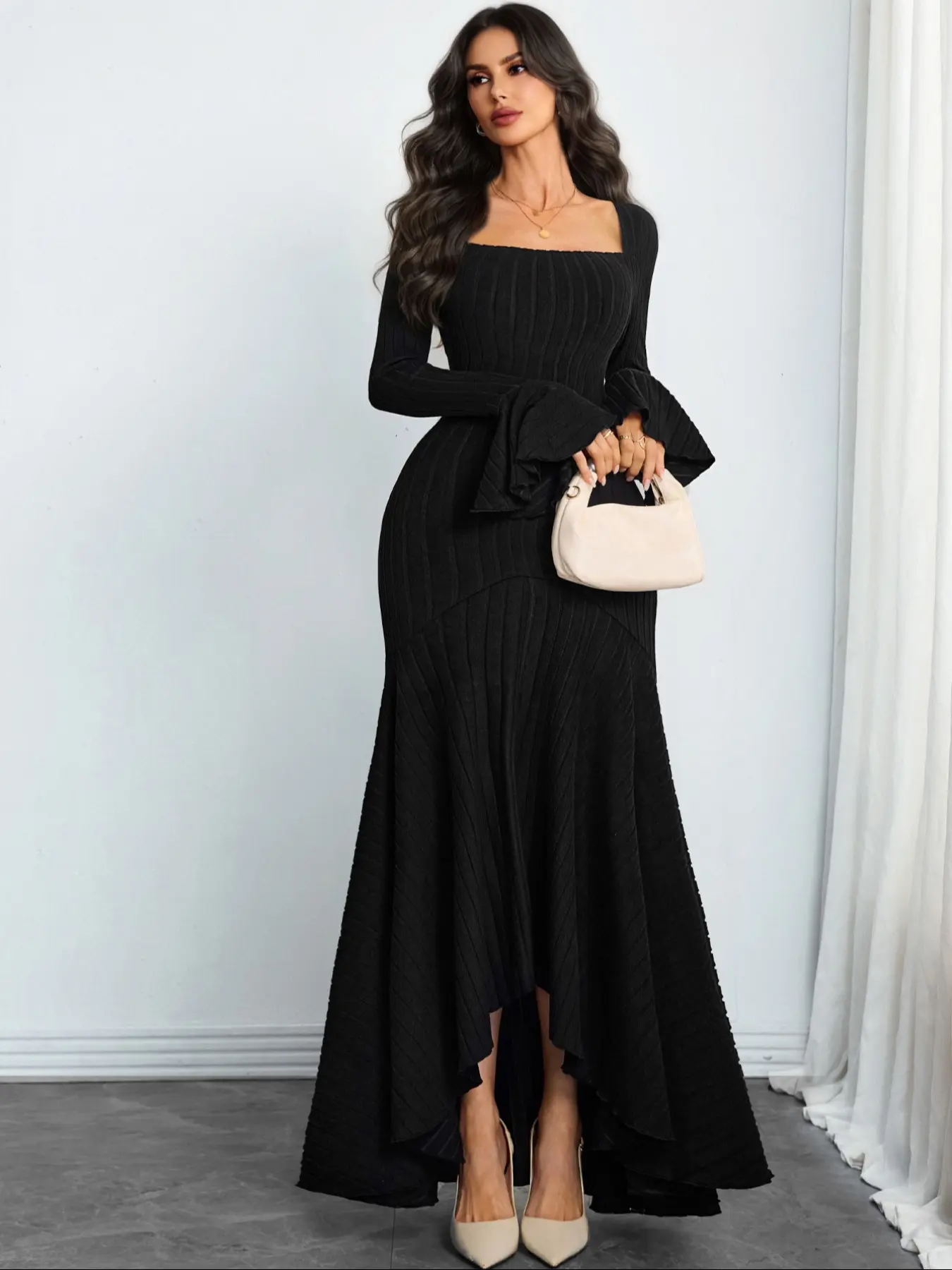 Women's Gothic Square Neck Elegant Fitted Knitted Long Sleeve Dress, Formal Dresses, Stylish, Chic and Comfortable, Perfect for Casual and Formal Occasions - TikTok Shop Women's Gothic Square Neck Elegant Fitted Knitted Long Sleeve Dress, Formal Dresses, Stylish, Chic and Comfortable, Perfect for Casual and Formal Occasions - TikTok Shop
