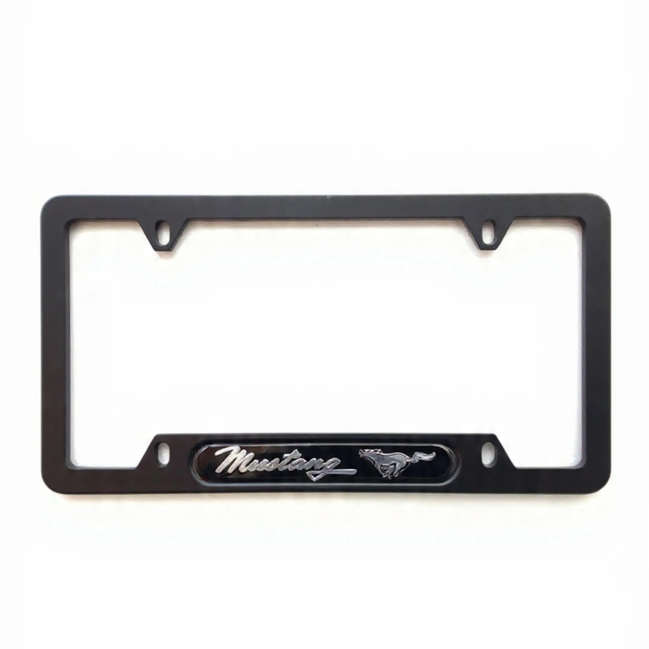 For Mustang Black Stainless Steel License Plate Frame | 3D Domed Pony Logo Rust-Proof Muscle Car Gift