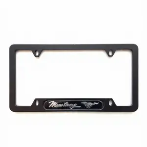 For Mustang Black Stainless Steel License Plate Frame | 3D Domed Pony Logo Rust-Proof Muscle Car Gift