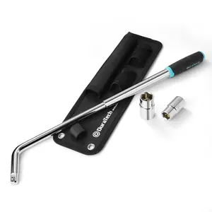 DURATECH Telescoping Lug Wrench, Wheel Wrench, with 17/19 and 21/23mm Sockets, Organizer Pouch Included
