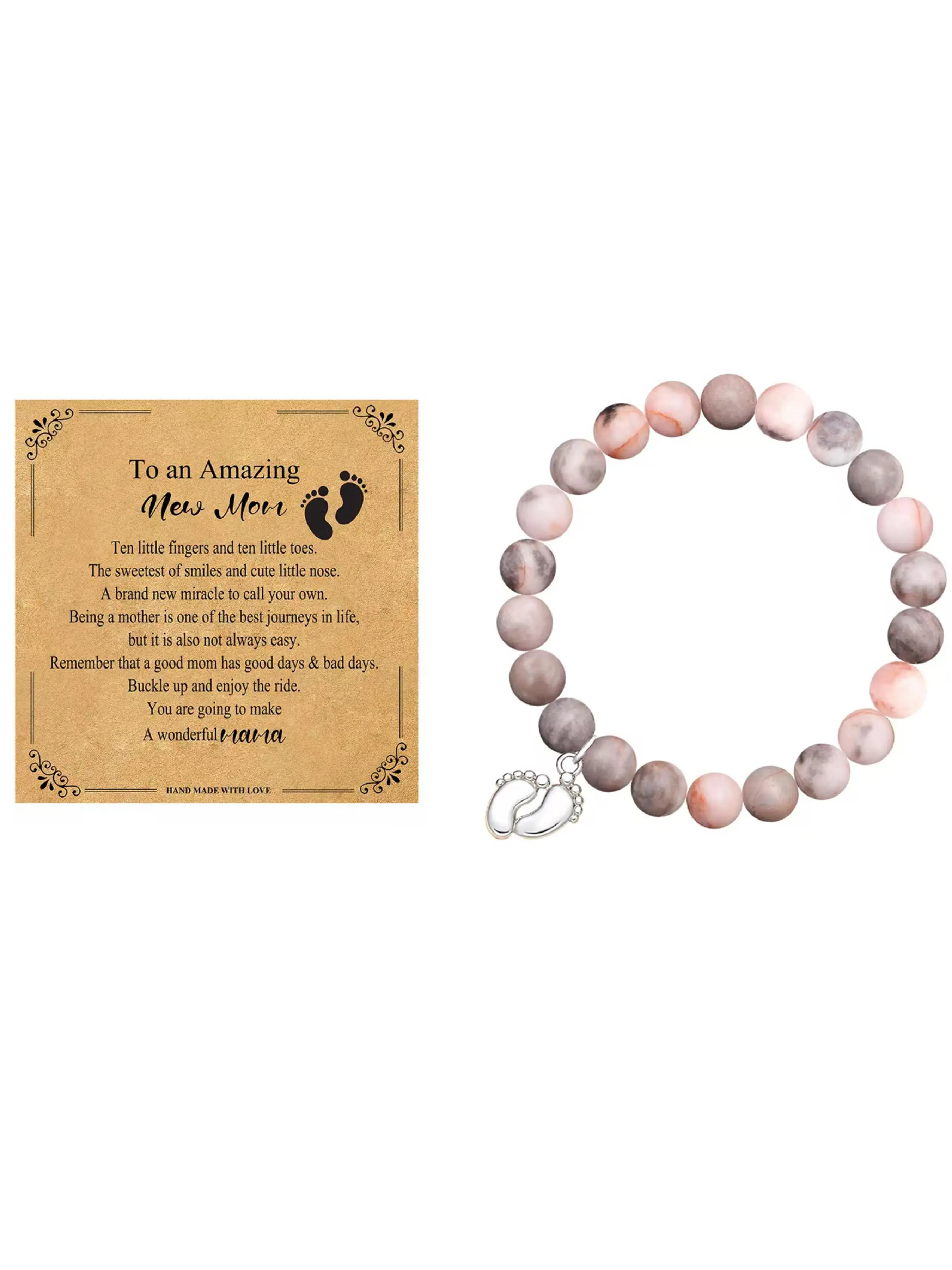 Mom To Be Gift, Mom Wish Bracelet with Gift Card, Perfect Baby Christening Gift and Baby Birth Announcement Gift, Jewelry Gifts