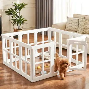 Clear Acrylic Pet Playpen Indoor, 23.62" H 12 Panels Transparent Puppy Play Pen DIY Free Layout, Easy Assemble Dog Fence for Small Dogs Cats Rabbits Ferrets Whelping Cage Enclosure – White,summervibes