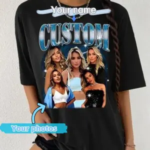 Custom Photo Bootleg Shirt With Face Girlfriend Vintage Rap Tee, Custom Bootleg Rap Tee, Custom Photo Custom Photo Shirt, CUSTOM Bootleg, HL143 In Utero Graphic Cotton Say You Swear Eat Sleep Goon Repeat T-Shirt Print Anime Casual Short Sleeve