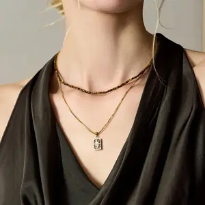 ZEGL Tarot Necklace Gold Pendants, Mystic Symbols, Stackable Jewelry for Astrology Vibes Tiger’s Eye & Diamond Accents for men and women