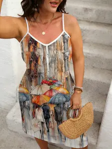 Plus Size All-Over Printed Dress, Loose Fit Sleeveless Design, Ideal for Daily Wear & Parties, Fashionable Casual Style Womenswear