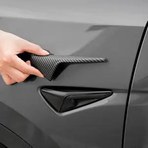 Suitable for Tesla Model Y Car Camera Protector, 2 Pieces Carbon Fiber Pattern Car Camera Protector, Double-Sided Adhesive Car Exterior Accessories Stickers