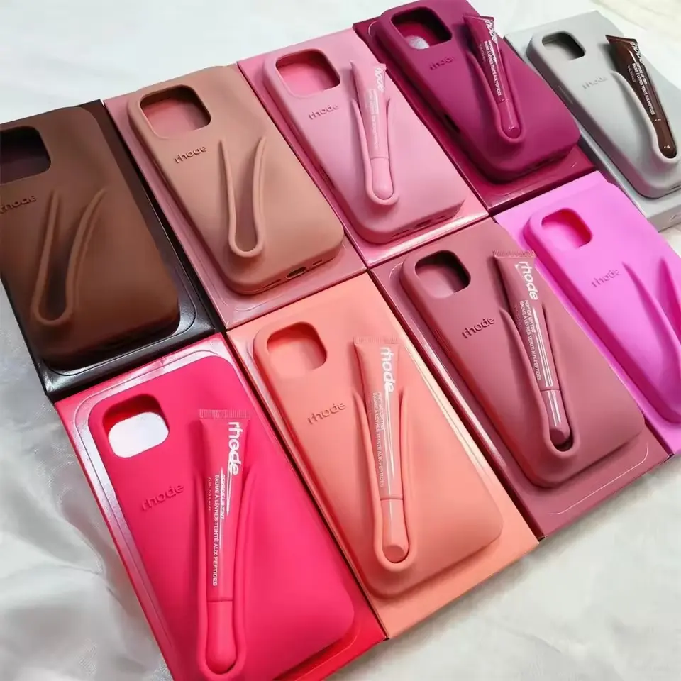 new 2025- Original Rhode Silicone Phone Case – Lip Gloss Holder Soft Cover for iPhone 11 12 13 14 15 16 Pro Max Plus no lipstick