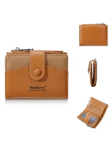 Women's Short Vertical Wallet, Vintage Fashion Style, Multiple Card Slots with Zipper Coin Pocket, Casual Daily Use Commuter Purse