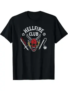 Men's 'Stranger Things Hellfire Club' Viral Graphic Tee – Trending D&D Merch, Retro Edgy Aesthetic, Casual Comfort for Fandom Vibe | Must-Have Men's Fashion for Guys Into Pop Culture & Viral Urban Looks