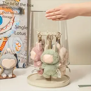 Figurines Display Box Rotating Transparent Plush Doll Figure Handmade Keychain Blind Box Storage Rack, Cute Collectible Toy Holder