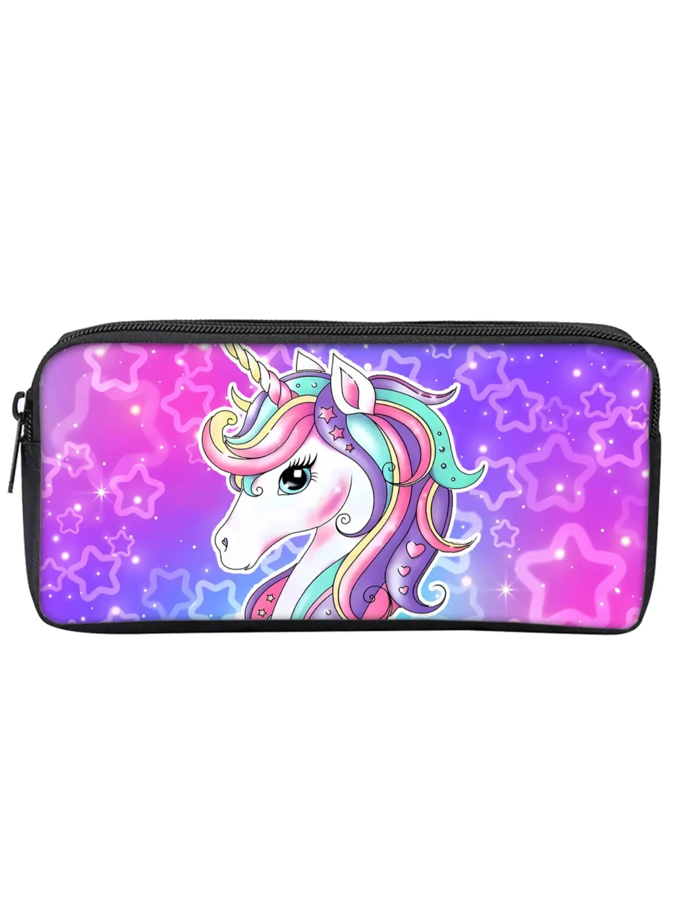 Single-layer pencil case with unicorn and pony print