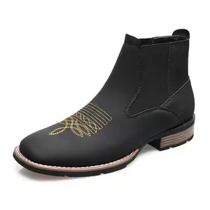 Men's Classic British-Style Stylish Hand-Embroidered Decor High-Top Ankle Shoes, Plus-Size Artificial Leather Walking Shoes with Non-Slip Polyester Sole, Suitable for Everyday Wear and Outdoor Walks,summervibes