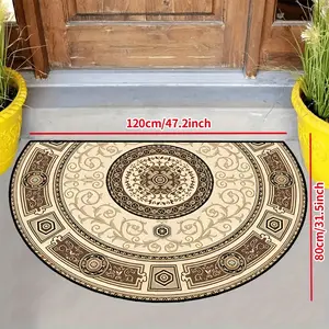 1pc Half-Round Semi-Circle Mat Suitable for Indoor/Outdoor Use - Soft Semi-Circular Floor Mat with Non-Slip Backing, Machine Washable Entryway Mat, Door Mat, Small Area for Bedroom,, Balcony - Decor Gift