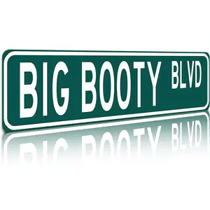 Big Booty BLVD Funny Street Sign 16x4 Inch Aluminum Metal Sign - Humor Wall Decor for Bedroom, Dorm Room, Man Cave, Party Room - Retro Tin Sign Gift for Friends, Roommates, Party Goers