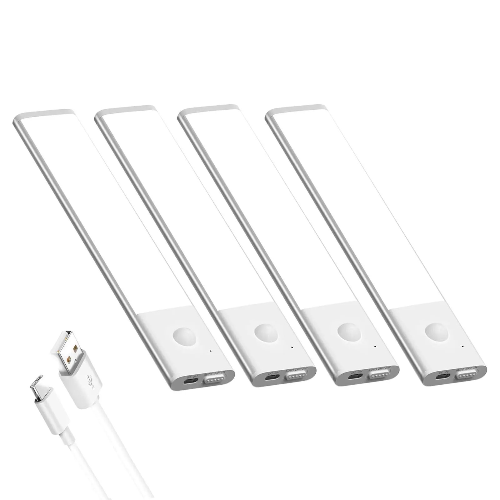 LED Under Cabinet Lighting, Wireless Motion Sensor Light Rechargeable Lights Bar for Kitchen Stairs Bedroom White 4 Packs Springtok Automatic Modern