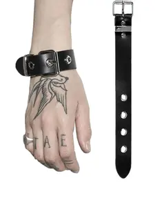 Punk Style Pu Leather Bracelets, Fashionable Belt Bracelets for Women & Men, Trendy All-match & Exquisite Bracelets for Birthday Gift, Punk Style Jewelry