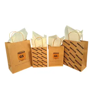 GodServant Gift of Grace Gift Bags with Handles, Set of 4 and tissue paper, Kraft Paper, Weddings, Birthdays, Thank you, Valentines, Christmas, Holiday, Celebration, Sympathy,