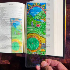 Shire Stained Glass Bookmarks, Doors of Durin, Arwen Aragorn (Transparent Bookmark, Fantasy Book Reader Gift)