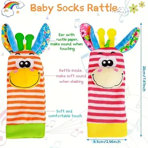 Baby Wrist Rattle Socks Toy Set, Newborn Foot Positioner & Wrist Rattle Kit, Soft Musical Sensory Toys for Infants & Babies, Halloween