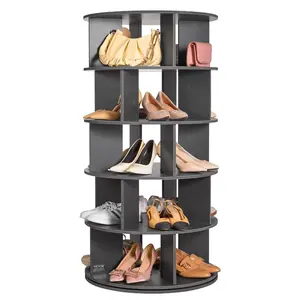 VEVOR 5 Tiers Rotating Shoe Rack Tower, 360Spinning Shoe Display, Revolving Shoe Rack Storage Round Carousel, Lazy Susan Shoe Rack Organizer, Ideal for Bedroom, Living Room, Entryway, Black