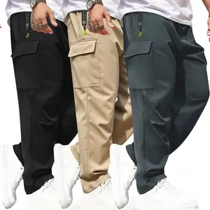 Men's Multi-Pocket Zip-Up Long Pants - TikTok Shop exclusive deal, casual everyday wear, stylish and practical, an essential part of any man's wardrobe, solid color casual work pants