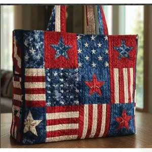 4th of July Independence Day Canvas Tote Bag - 3D Patriotic Floral Print, Large Capacity, Reusable Dual-Use Travel & Shopping Bag, Dual-Use Travel Bags