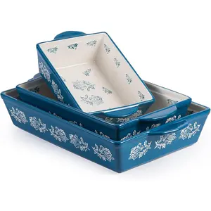 3-Piece Ceramic Baking Dish Set Lasagna Pan Casserole Bakeware for Daily Baking Use