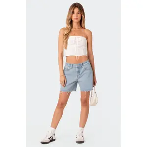 Edikted Women's Tomboy Low Rise Denim Shorts