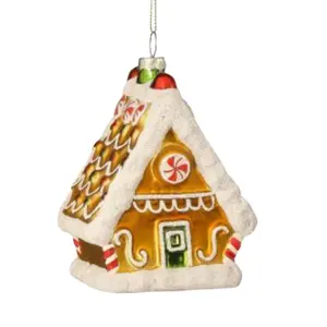 Gingerbread House Glass Ornament – Steep Roof
