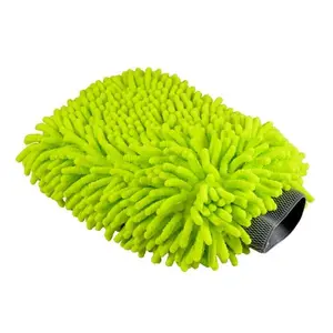 Green Chenille Wash Mitt - Soft Green Chenille Material Washing Mitt