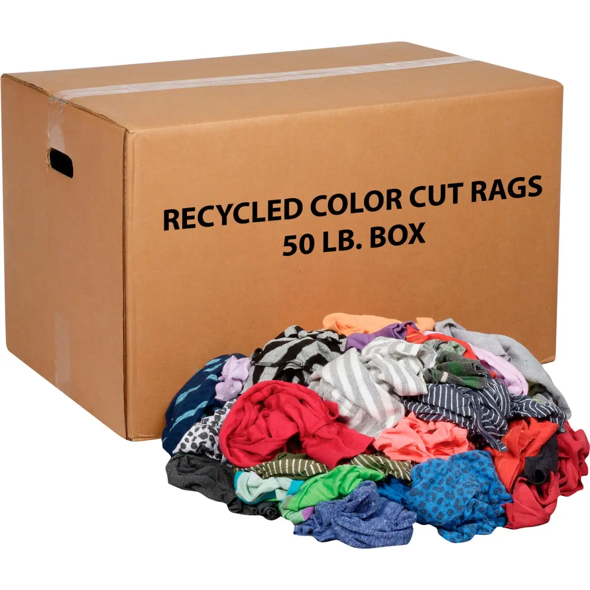 Global Industrial 670226 Reusable Recycled Knit Absorbent Clean Cut Rags - Assorted Colors, Assorted Knits - 50 lbs, Ideal for Contracting, Manufacturing Cleaning Tasks