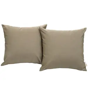 Modway Convene Two Piece Outdoor Patio Pillow Set in Mocha