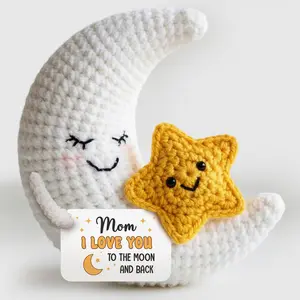 Birthday Easter Gifts for Mom from Daughter Son - Crochet Gifts for Mothers Day 2026, I Love You Mom to The Moon and Back Crochet, Gift Idea for Stepmom Mother in Law, Small Cute Decor Crochet